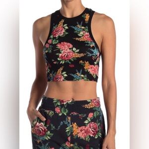 Alice + Olivia Melva cropped floral-print jersey tank and NYC slim jogger set
